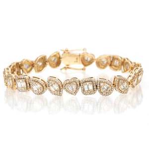 Bracelet en or blanc 14 carats avec diamants de formes variées et bracelet de charme de luxe en moissanite - Product Image 4