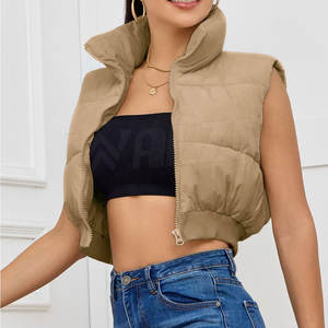 Best Material Cheap Price Crop <b>Top</b> Puffer <b>Vest</b> Latest Design 2025 New Style Crop <b>Top</b> Puffer <b>Vest</b> - Product Image 3