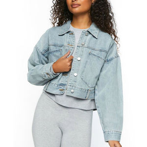 Servicio OEM/ODM Chaquetas de mezclilla de moda de invierno de calidad superior para damas High Street Chaqueta de mezclilla corta de mujer hecha a medida - Product Image 1