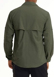 Camisas de trabajo de manga corta personalizadas para hombre, Camisa de algodón puro con bolsillo informal, con botones - Product Image 3