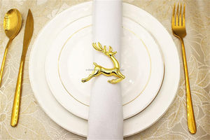 Décoration florale de table pour noël et bagues, décorations en bois, ensemble de décoration idéale en feuille métallique, rond de serviette - Product Image 4