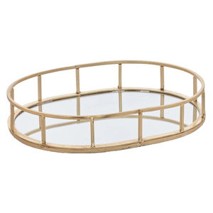 Bandeja de Metal decorativa multifuncional, bandeja decorativa con espejo de acabado dorado, bandeja para servir té y café - Product Image 5