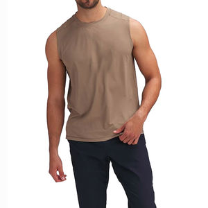 Débardeurs d'été décontractés pour hommes en gros, logo personnalisé imprimé, matière polyester, tricot, musculation, entraînement, course à pied - Product Image 3