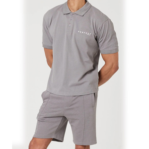 Parfaits t-shirts et ensembles courts de qualité supérieure vêtements pour hommes t-shirts + shorts de couleurs unies avec logo personnalisé ensembles de survêtement de gymnastique - Product Image 3