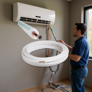 Rouleau de 50 m de tuyau en cuivre isolé de 3/8 po, épaisseur 1 mm, pour climatisation - Product Image 3