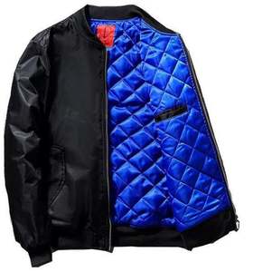 Blouson aviateur en laine pour homme personnalisable avec logo brodé, badge frontal, fermeture éclair, pour la saison hivernale, approvisionnement ODM, couleur rouge - Product Image 4