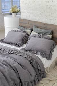Fundas de almohada de lino con volantes dobles Shabby Chic Farmhouse Style Hospital & Home Use Tamaño y color personalizables - Product Image 4