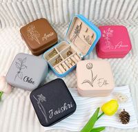 Boîte à bijoux personnalisée de haute qualité pour femmes, étui de voyage personnalisé, fermeture éclair, mini organisateur en cuir pour fleur de naissance