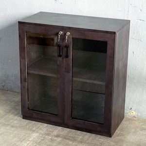 Armoire de bureau contemporaine à deux niveaux verrouillable avec portes en verre, en bois d'hévéa, 80x40x87cm, pour bureau ou atelier - THS68024 - Product Image 5