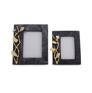 Elegant metallic photo frame with <b>stone</b> inlay design ideal <b>for</b> festive gifts weddings and housewarming - Product Image 6