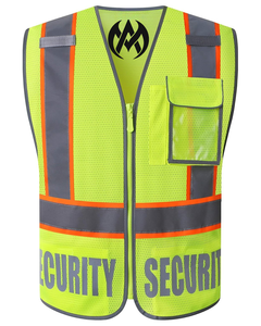 High Visibility <b>Reflective</b> Security <b>Vest</b> for Men and Women Canvas Fabric Reversible 5 Pockets Front Zipper Mesh Safety <b>Vest</b> - Product Image 1