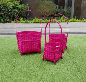 Cesta de bambú con asas para compras de Pascua y almacenamiento de juguetes y lavandería, almacenamiento para el hogar y la cocina, 100% bambú hecho en Vietnam - Product Image 4