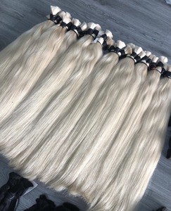 Prix de vente en gros extensions de cheveux en vrac 100% cheveux humains vierges vietnamiens couleur blonde 60cm double tirage - Product Image 5