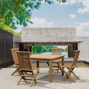 High Quality Outdoor Teak Wood Dining Set with <b>Foldable</b> Chairs and Square <b>Table</b> for Patio and <b>Garden</b> - Product Image 4