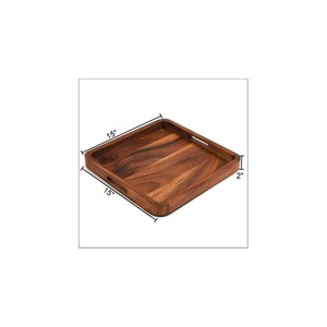 Plateau de service moderne en bois du Vietnam fabriqué en usine plaque d'acacia naturel écologique avec poignées en gros - Product Image 2
