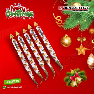 Christmas Wholesale Custom Tweezer Packaging <b>Cluster</b> Eyelash Tweezers Pointed Round 90 Degree Fiber Tip <b>Lash</b> Tweezer Kit - Product Image 3