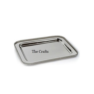 Plateau de service martelé en aluminium de qualité exclusive avec plateau de nourriture de vaisselle de restaurant et d'hôtel de forme ovale - Product Image 4