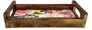 Plateau de service rectangulaire en bois élégant et personnalisable, éco-responsable, avec glaçure craquelée, pour la décoration de la maison, des hôtels, des restaurants et des bars - Product Image 2