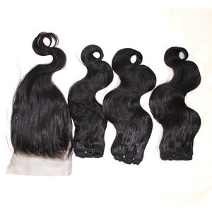 ช่อผมมนุษย์100% ราคาถูกชุดปิด10 "-40" ลูกไม้สวิสโปร่งใสสีธรรมชาติ - Product Image 5