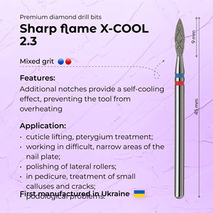 Broca de Diamante para Cutículas de Alta Calidad, Herramientas y Accesorios para Uñas, Flame X-COOL 2.3 mm, Azul+Rojo, Gran Agrietamiento - Product Image 3