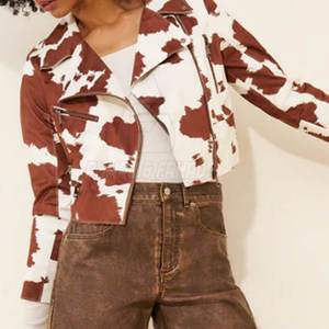 เสื้อแจ็คเก็ตหนังวัวสำหรับผู้หญิงฤดูหนาว พร้อมซิป สีและโลโก้สั่งทำได้ ระบายอากาศได้ดี เป็นมิตรกับสิ่งแวดล้อม แข็งแรง ทนทาน สวมใส่สบาย - Product Image 2