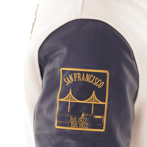 Chaqueta universitaria de estilo callejero para hombre, suave 100%, soporte de lana, transpirable, Mangas de Collage de letras, cuero de invierno OEM con servicio - Product Image 5