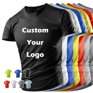 Camiseta lisa de poliéster para hombre, Camiseta ajustada de secado rápido, logotipo personalizado con impresión DTF, camisetas deportivas Unisex para gimnasio para hombre - Product Image 1