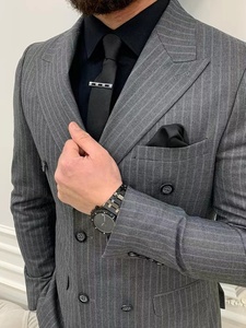 2022 nuovo vestito da <span class=keywords><strong>uomo</strong></span> di lusso sottile <span class=keywords><strong>grigio</strong></span> scuro smoking Slim Casual <span class=keywords><strong>abito</strong></span> da sera formale - Product Image 2