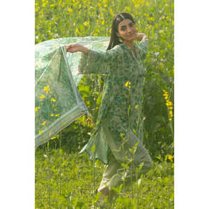 Traje de Muselina Estampado y Bordado de 3 Piezas con Dupatta CL-52637 - Product Image 2