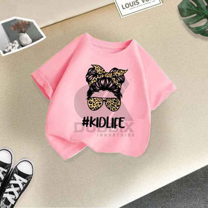 Camiseta de Algodón de Manga Corta para Niñas, Económica y a la Moda, Ropa Casual para Bebés y Niños Pequeños, Uso Diario, Logotipo Personalizado OEM - Product Image 2