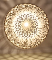 Lampe de lustre en coton macramé au design géométrique Couleur naturelle Haute qualité de style bohème Prise de câblage artisanale pour