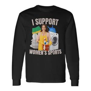 T-shirt à manches longues Unwearable Adult Humor Bootleg, T-shirt promotionnel « Je soutiens les sports féminins » - Product Image 1