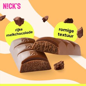Barras de chocolate con leche NICKS sin azúcar añadido, 3.5g de carbohidratos netos, 112kcal, dulces bajos en carbohidratos (15 chocolates x 25g) - Product Image 6