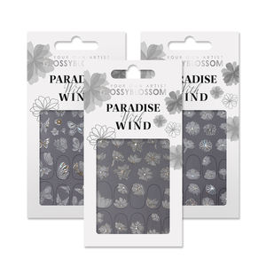 ShineB PARADISE WIND 3D autocollants pour ongles corée OEM ODM transparent fleur blanche papillon or hologramme ligne décalcomanies pour ongles - Product Image 1