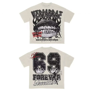 Ensemble de t-shirts streetwear pour hommes VERTABRAE, t-shirt à manches courtes en coton imprimé à col rond avec short noir, tenue décontractée d'été - Product Image 5