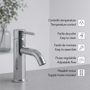Miscelatore Monocomando Cromato per Lavabo Bagno Collezione Fiemme Koricini - Product Image 2