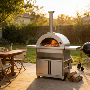 Four à pizza extérieur au bois de 36 pouces, autoportant, en acier inoxydable 430, four à pizza commercial avec cheminée - Product Image 1