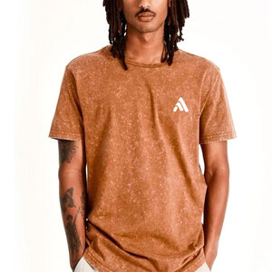 เสื้อยืดลำลองผู้ชายแบบใหม่ ล้างสีสไตล์วินเทจ ผ้าฝ้าย 100% เป็นมิตรต่อสิ่งแวดล้อม ระบายอากาศได้ดี แห้งเร็ว ออกแบบโลโก้ของคุณเองได้ - Product Image 1