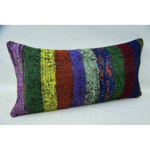 12x24 Inches Multicolor Kantha Patchwork Wool <b>Pillow</b> Vintage Woven Pattern - Product Image 2