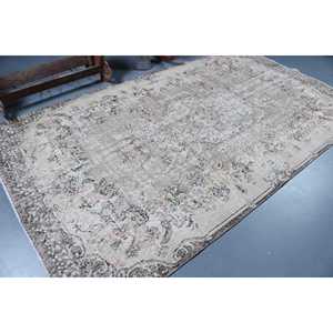 Tapis vintage 5,7x10 pieds, tapis, tapis marocain gris en laine - Product Image 2