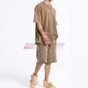 Ensemble t-shirt et short en coton pour hommes, style unique et simple avec cordon de serrage pour hommes - Product Image 6