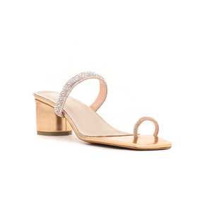 Peach Fancy Heeled Sandalias FN0592 Chappal Producto - Product Image 2