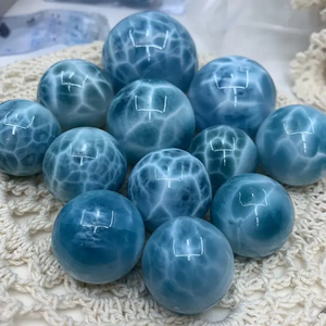 Lotes de piedras preciosas de bola de esfera de Larimar Natural de alta calidad Mezcla de piedras preciosas Larimar Deep Blue Dolphin Stone auténtico Larimar dominicano - Product Image 3
