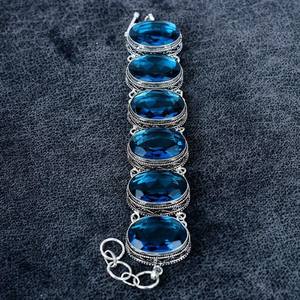 Bracelet en topaze bleue de Londres, argent sterling 925, pierre précieuse faite à la main, bijoux vintage, cadeau d'anniversaire - Product Image 3