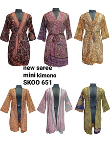 Nouvelle rayonne Saree Kimono Style robe imprimé fleuri lavable pour dames vêtements de nuit vêtements d'été traditionnels - Product Image 6