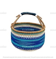 Panier de rangement mural artisanal en bambou Bolga, vintage, écologique, marron, décoration d'intérieur, produit en gros