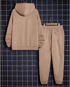 Chándal de bloque cómodo de 2 piezas de alta calidad para hombre de talla grande personalizado, traje de Color liso bordado para temporada de otoño - Product Image 2