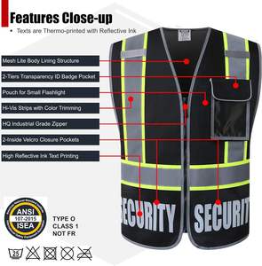 Chaleco DE SEGURIDAD reflectante de alta visibilidad para hombres y mujeres Reversible con 5 bolsillos Malla con cremallera frontal para seguridad de uso exterior - Product Image 6