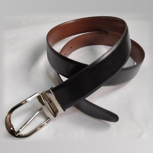 Two Double Sided Formal Reversible Alloy Buckle <b>Pin</b> Belts Genuine Leather Black Brown Custom Size Apparel Accessory Formal Meets - Product Image 1