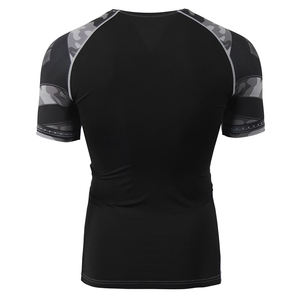 Vente en gros 74% polyester 26% spandex imprimé sur toute la surface couleur unie séchage rapide manches courtes Rash Guard - Product Image 2